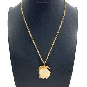 Vintage 1980's Gemini Zodiac Pendant & Chain Spartan Soldiers Gold Tone 18"L